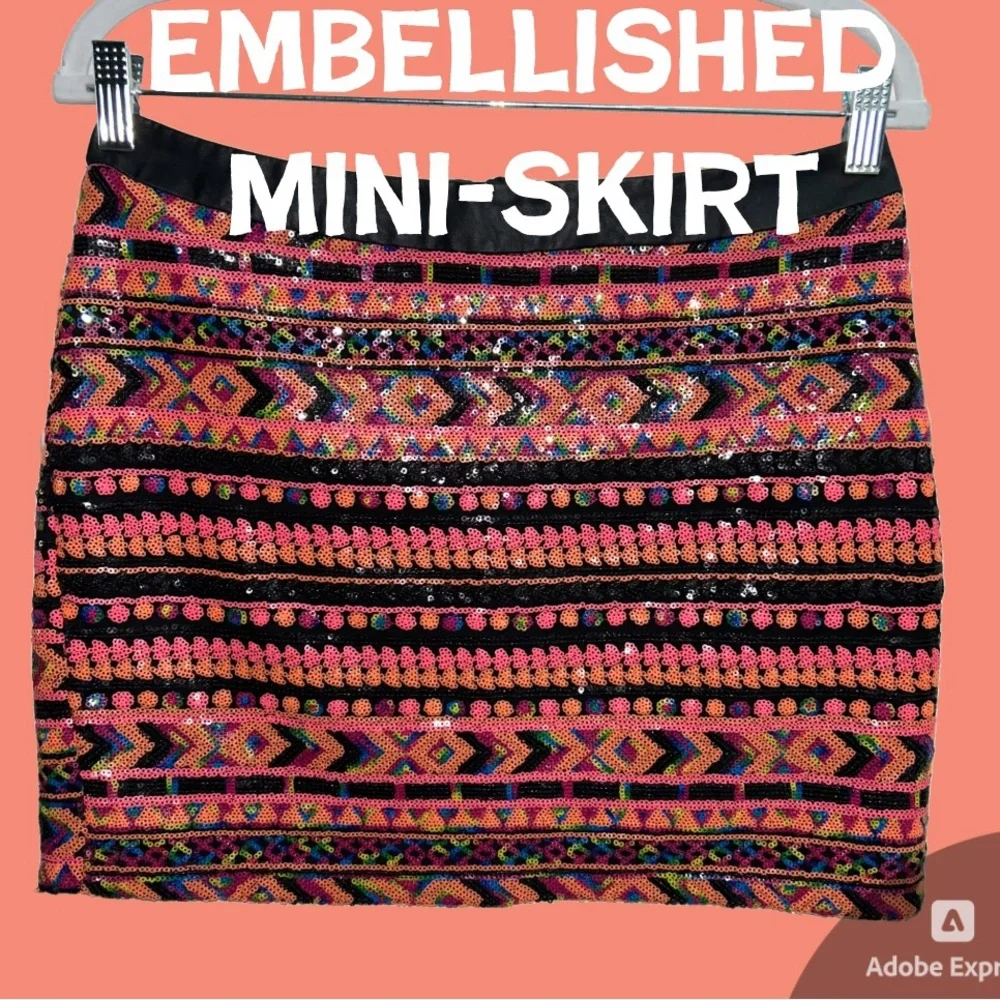 Sequin‎ mini skirt Forever 21, Vintage Multi colors of  sequin
